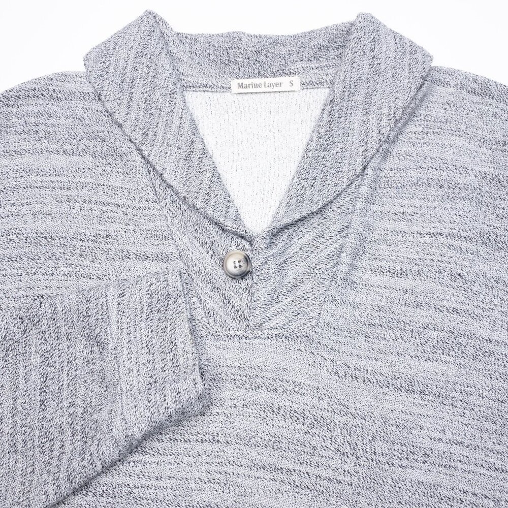 Marine Layer Shawl Collar Sweater Men's Small Long Sleeve Pullover Solid Gray